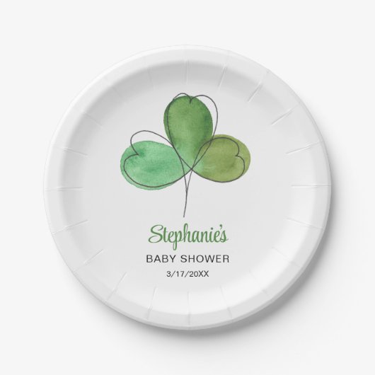 Lucky Little Kleeblatt Babydusche Pappteller (Vorderseite)