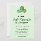 Lucky Little Kleeblatt Green Baby Dusche Einladung (Vorderseite)