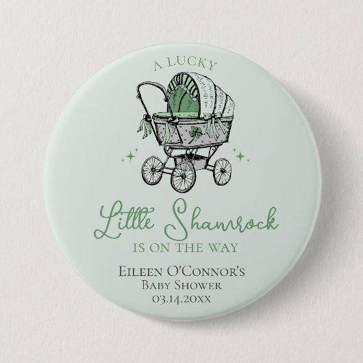Lucky Little Kleeblatt St Patricks Baby Dusche Button (Vorderseite)
