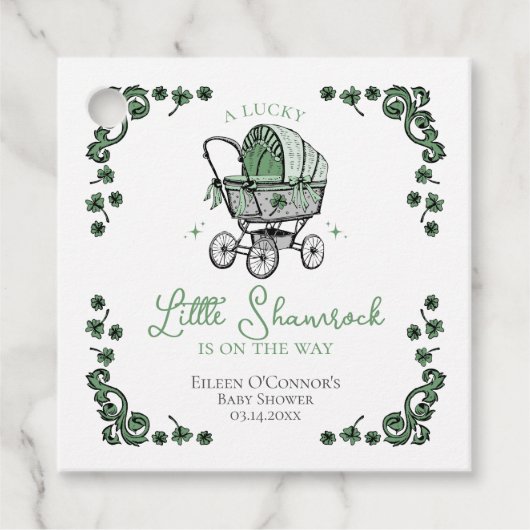 Lucky Little Kleeblatt St Patricks Baby Dusche Geschenkanhänger (Vorderseite)