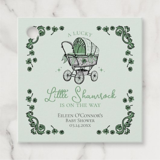 Lucky Little Kleeblatt St Patricks Baby Dusche Geschenkanhänger (Vorderseite)