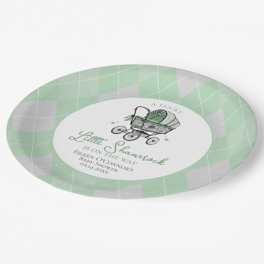 Lucky Little Kleeblatt St Patricks Baby Dusche Pappteller (Schrägansicht)