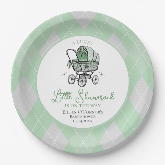 Lucky Little Kleeblatt St Patricks Baby Dusche Pappteller (Vorderseite)
