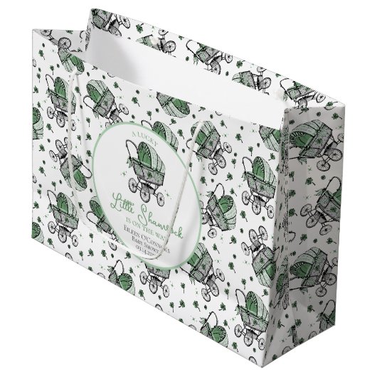 Lucky Little Kleeblatt St Patrick's Day Baby Showe Große Geschenktüte (Vorderseite Schrägansicht)