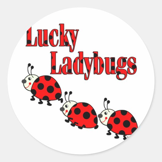 Lucky Little Ladybugs Runder Aufkleber (Vorderseite)