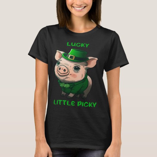Lucky Little Picky Pig St Patricks Day Irish Lepre T-Shirt (Vorderseite)