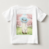 Lucky Llama in Cherry Blossom Garden Baby T-Shirt (Rückseite)