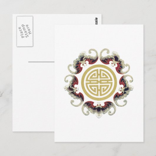 Lucky Longevity Chinese Charm Postkarte (Vorne/Hinten)