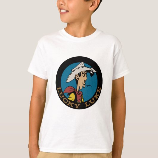Lucky Luke Cartoon Cowboy im Kreisdesign T-Shirt (Vorderseite)
