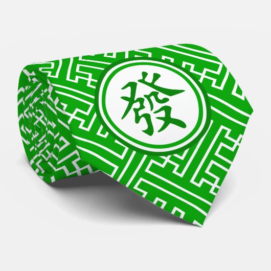 Lucky Mahjong Symbol - Dunkelgrün Krawatte (Gerollt)