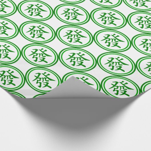 Lucky Mahjong Symbol - Grün und Weiß Geschenkpapier (Ecke)