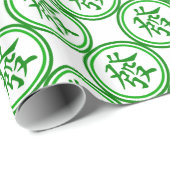 Lucky Mahjong Symbol - Grün und Weiß Geschenkpapier (Rolleneckpunkt)