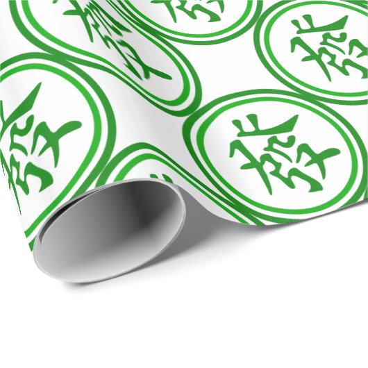 Lucky Mahjong Symbol - Grün und Weiß Geschenkpapier (Rolleneckpunkt)