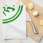 Lucky Mahjong Symbol - Grün und Weiß Geschirrtuch (Viertel Falte)