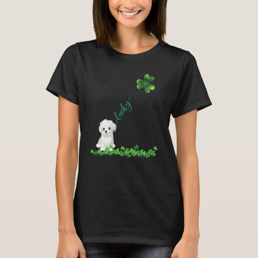 Lucky Maltese Dog Shamrock St Patrick Day For Wome T-Shirt (Vorderseite)