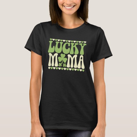 Lucky Mama Kleeblatt St.Patrick's Day T-Shirt (Vorderseite)