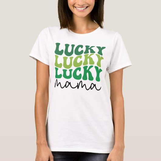 Lucky Mama Retro St. Patrick's Day T-Shirt (Vorderseite)