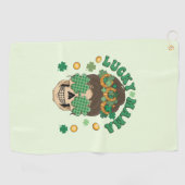 Lucky Mama Skeleton mit Klee und Hufeisen Golfhandtuch (Horizontal)