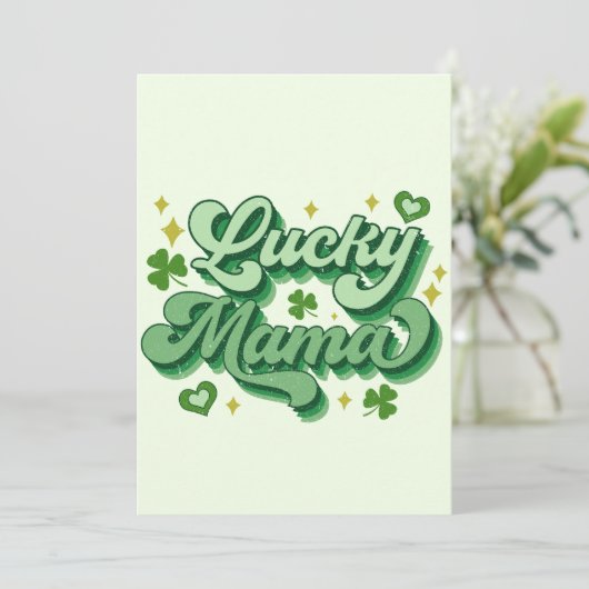 Lucky Mama St Patrick's Day Feiertagskarte (Stehend Vorderseite)