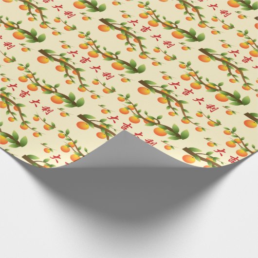 Lucky Mandarin Orange Chinesisches Neujahr Geschenkpapier (Ecke)