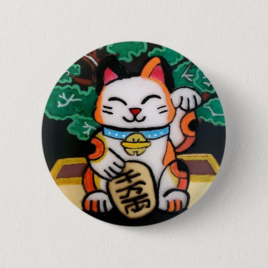 Lucky Maneki Neko Button (Vorderseite)