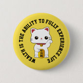 Lucky Maneki-neko Cat Button (Vorderseite)