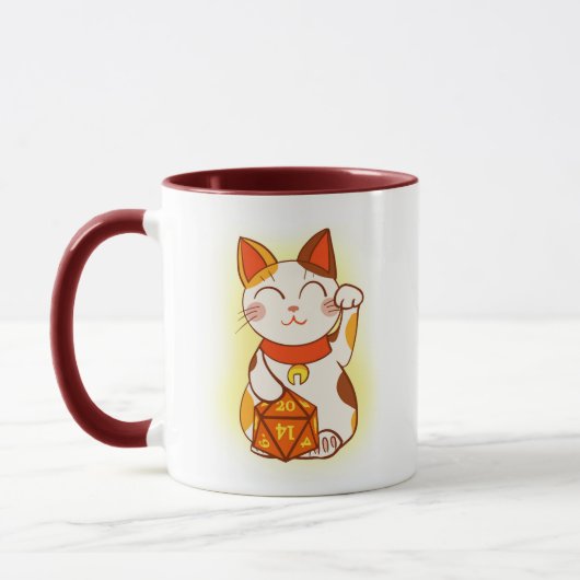 Lucky Maneki Neko D20 Dice Cat Tasse (Links)