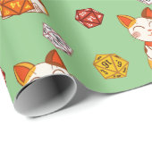 Lucky Maneki-neko Gamer Pattern mit D20 Dice Geschenkpapier (Rolleneckpunkt)