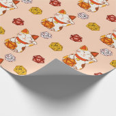 Lucky Maneki-neko Gamer Pattern mit D20 Dice (rot) Geschenkpapier (Ecke)