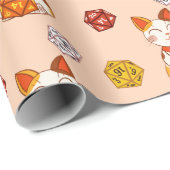 Lucky Maneki-neko Gamer Pattern mit D20 Dice (rot) Geschenkpapier (Rolleneckpunkt)