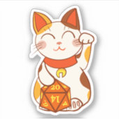 Lucky Maneki Neko RPG Dice Calico Cat Aufkleber (Vorderseite)