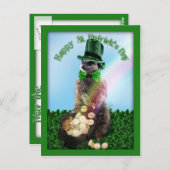 Lucky Meerkat mit Pot Of Gold St. Patrick's Day Postkarte (Vorne/Hinten)