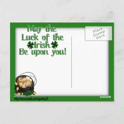Lucky Meerkat mit Pot Of Gold St. Patrick's Day Postkarte (Rückseite)