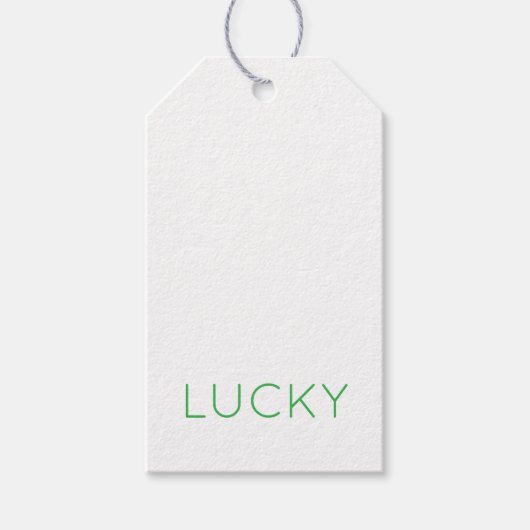 LUCKY Modern Typografy Kleeblatts Irish Fun Geschenkanhänger (Vorderseite)