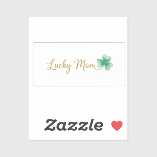 Lucky Mom Elegant Script Heart Shamrock St Patrick Aufkleber (Blatt)