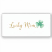 Lucky Mom Elegant Script Heart Shamrock St Patrick Aufkleber (Vorderseite)