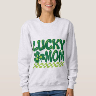 Lucky Mom Shamrock Checkerboard St. Patrick's Day Sweatshirt