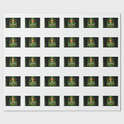 Lucky Mom – St. Patrick’s Day Clover Design Geschenkpapier (Flach)