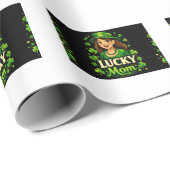 Lucky Mom – St. Patrick’s Day Clover Design Geschenkpapier (Rolleneckpunkt)