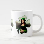 Lucky Mona Lisa St Patrick's Day Clover Jumbo-Tasse (Rechts)