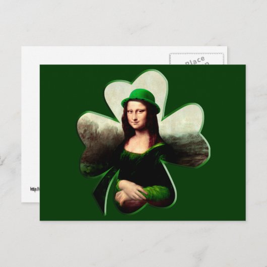 Lucky Mona Lisa St Patrick's Day Clover Postkarte (Vorne/Hinten)