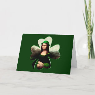 Lucky Mona Lisa St Patrick's Day Kleeblatt Karte