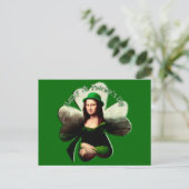 Lucky Mona Lisa St Patrick's Day Kleeblatt Postkarte (Stehend Vorderseite)