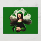 Lucky Mona Lisa St Patrick's Day Kleeblatt Postkarte (Vorderseite)