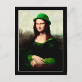 Lucky Mona Lisa St Patrick's Day Kleeblatt Postkarte (Vorderseite)