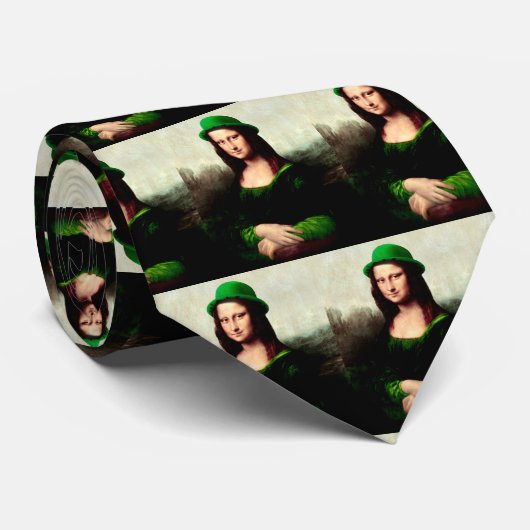 Lucky Mona Lisa St. Patrick's Day Krawatte (Gerollt)