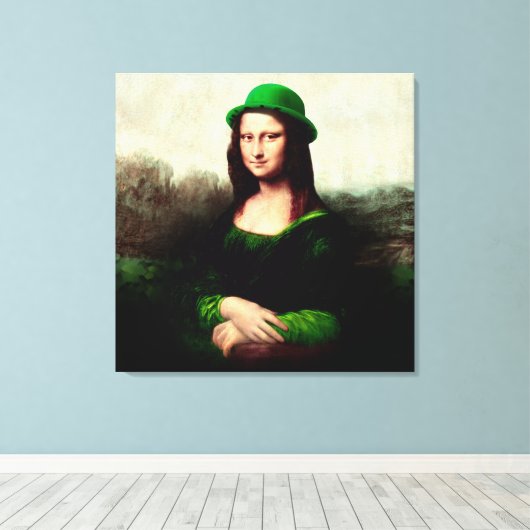 Lucky Mona Lisa St. Patrick's Day Leinwanddruck (Insitu (Holzboden))