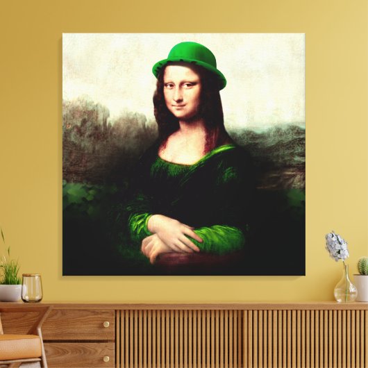 Lucky Mona Lisa St. Patrick's Day Leinwanddruck (Insitu (Wohnzimmer))