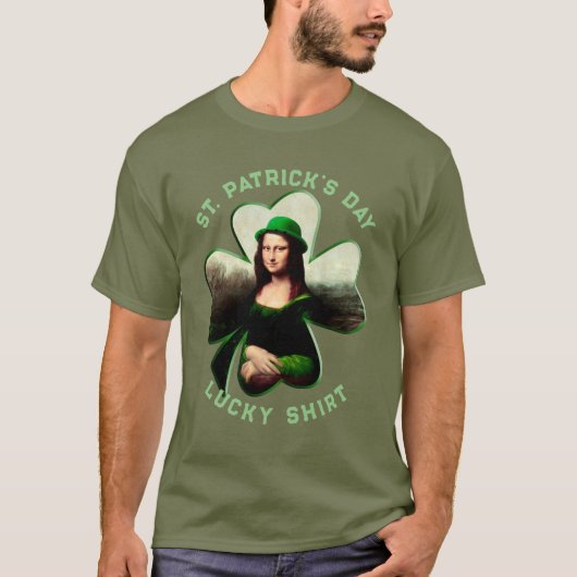 Lucky Mona Lisa St. Patrick's Day T-Shirt (Vorderseite)