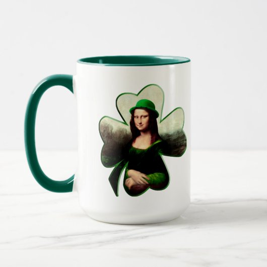 Lucky Mona Lisa St. Patrick's Day Tasse (Links)